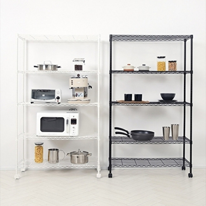 홈앤하우스 메탈랙 900 5단 (블랙/화이트), 화이트, 1개