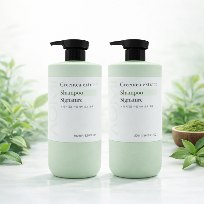 아오미 녹차 진액 두피케어 샴푸 특허 성분 함유, 2개, 500ml