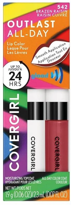 CoverGirl Pride Outlast 올데이 립 컬러 탑코트 포함 브레이즌 레이신, 1, 23ml - 쿠팡