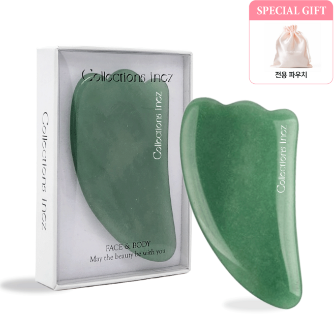 이네즈 옥 괄사 날개 얼굴 승모근 림프 괄사 마사지 (파우치 알콜솜 증정), 2개