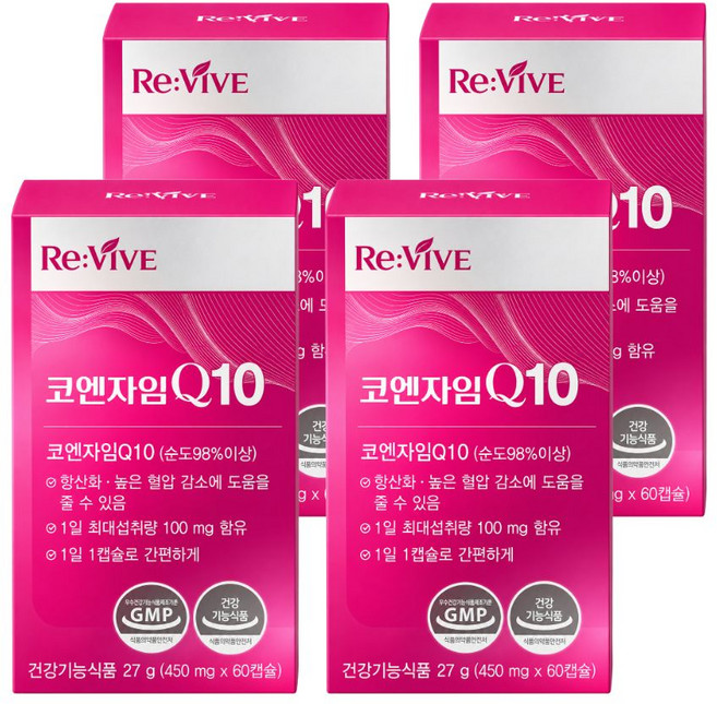 코엔자임 Q10 식약청인증 코큐텐 항산화 높은 혈압감소, 4개, 60캡슐