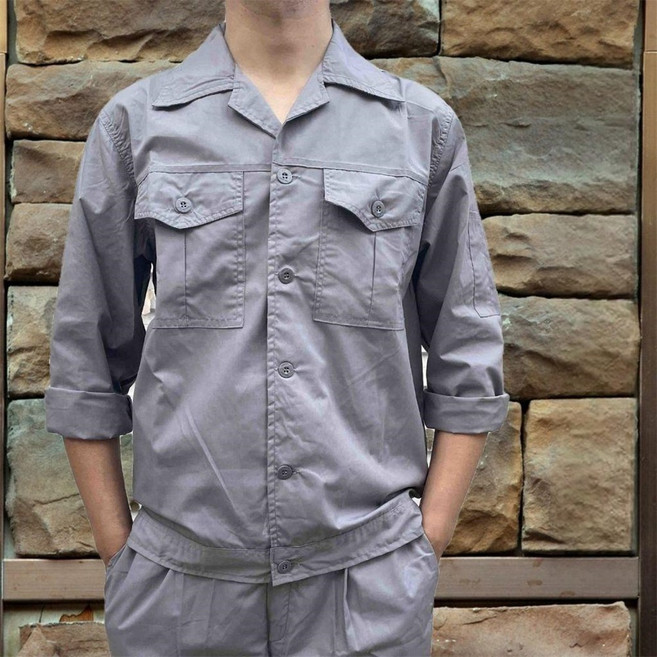 Vezri 남성 봄 여름 가을용 얇은 상하의 세트 근무복 작업복 셋업 통기성 심플 디자인