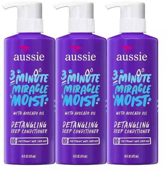 Aussie 3분 미라클 모이스트 딥 컨디셔너 16fl oz 트리플 팩, 1개, 444ml