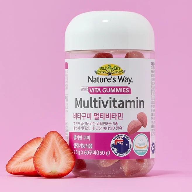 네이처스웨이 비타구미 멀티비타민 딸기맛, 60회분, 1개 - 쿠팡