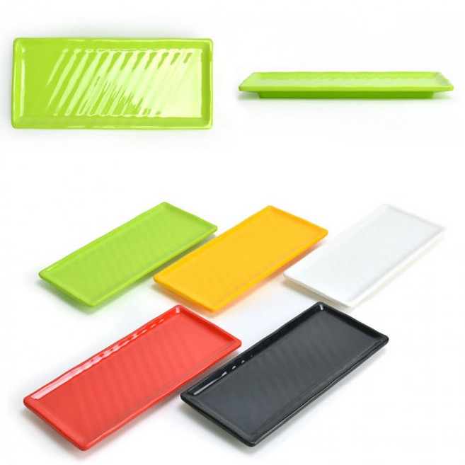 24.8cm 31.3cm 접시 일식 긴사각 김밥 순대 길이 17.8cm 생선구이 튀김 분식접시 초밥 칼라 멜라민, 2호 검정, 1개