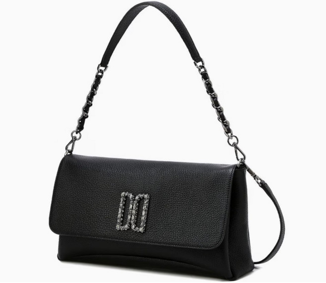 [닥스 정품/선물포장] DAKS 34 닥스 블랙 크리스탈 DD로고 가죽 클러치 겸 숄더백