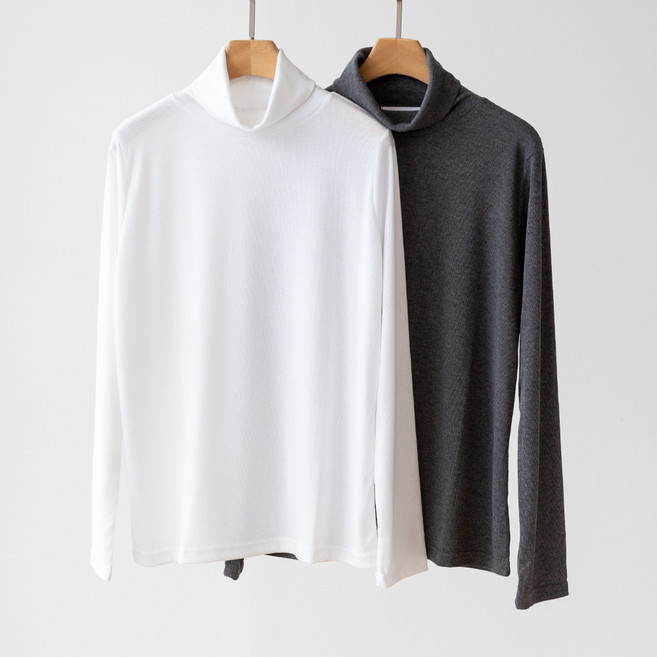 코코세븐 1+1 여성 빅사이즈 미미 골지 목폴라 얇은 이너 쫀쫀 목티