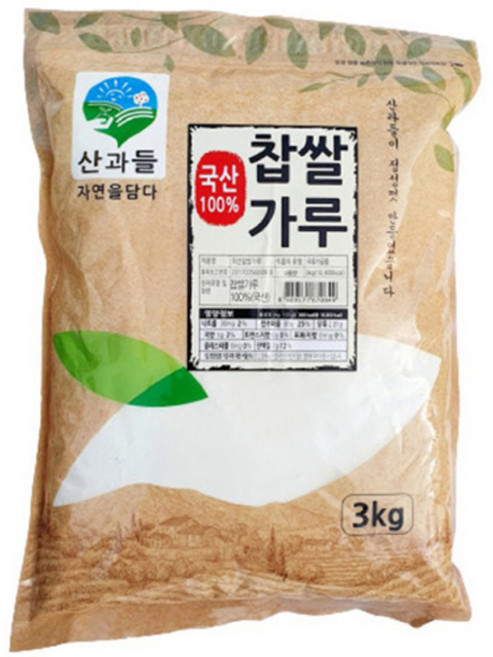 산과들 국내산 100% 건식 찹쌀가루 (옵션) 버터떡 재료, 3kg, 1개