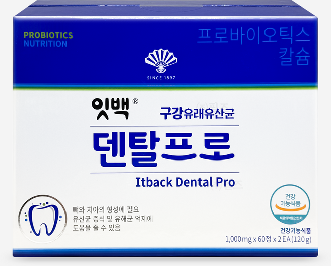 동화약품 잇백 덴탈프로 구강유래유산균 약국프로바이오틱스, 60정, 2개