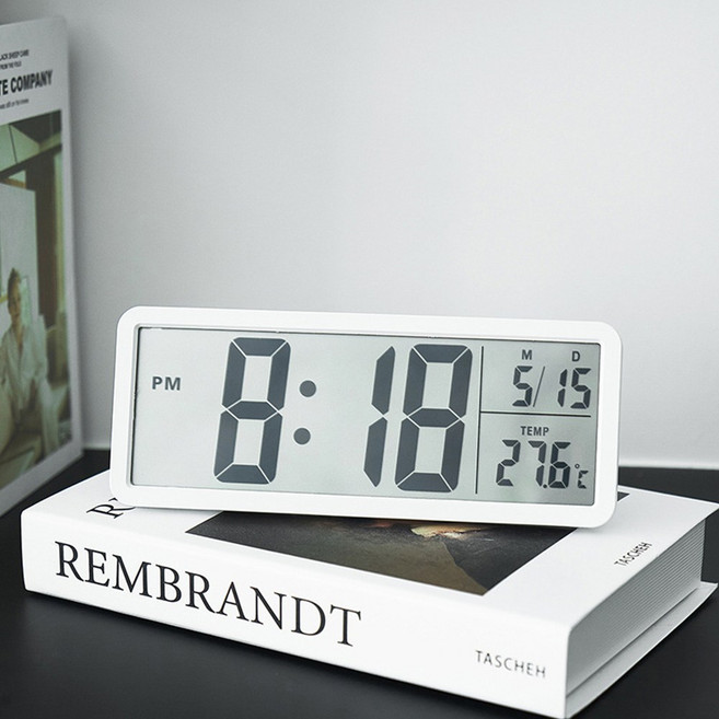 벨레스 무선 심플 전자 탁상시계 벽시계, 화이트