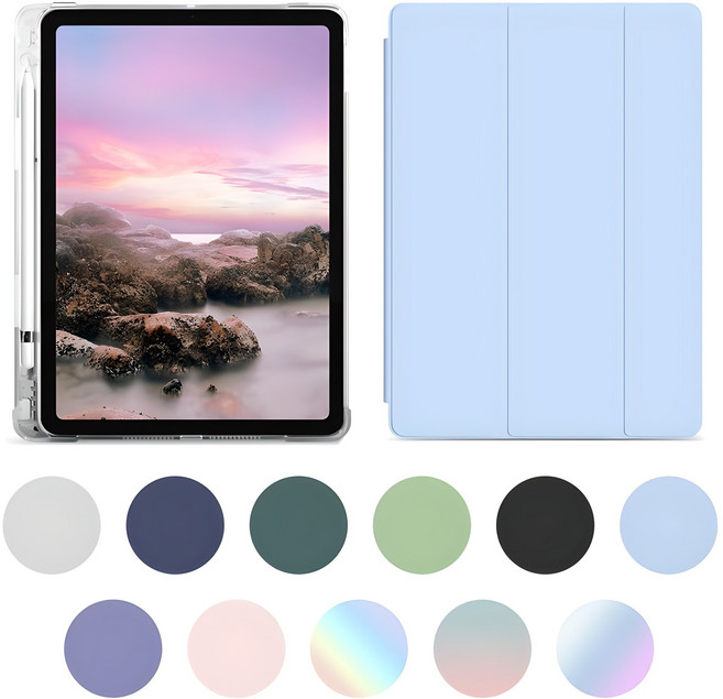 빅파워 아이패드 호환 반투명 애플펜슬 수납 케이스 아이패드9 8 7 에어5 에어4 프로11 12.9 미니6, (B&T) 블랙