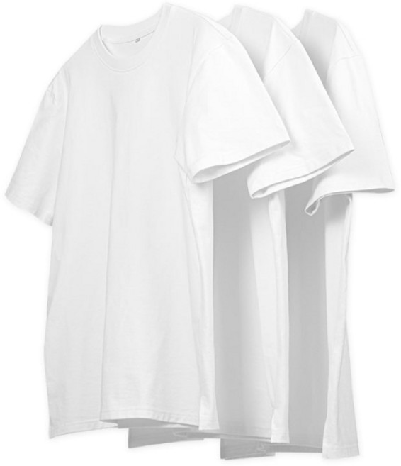 SIMIO LEGACY 레이어드 남녀공용 무지 옆트임 반팔 티셔츠 고중량 20수 3개입