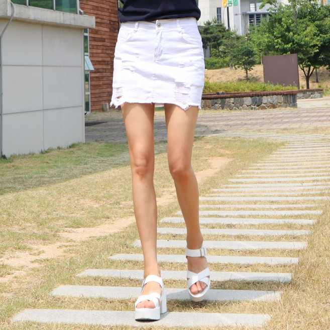 동대문스타일 빈티지 스판 여성 치마바지 헤짐 커팅 여자 미니스커트 여름 숏 팬츠