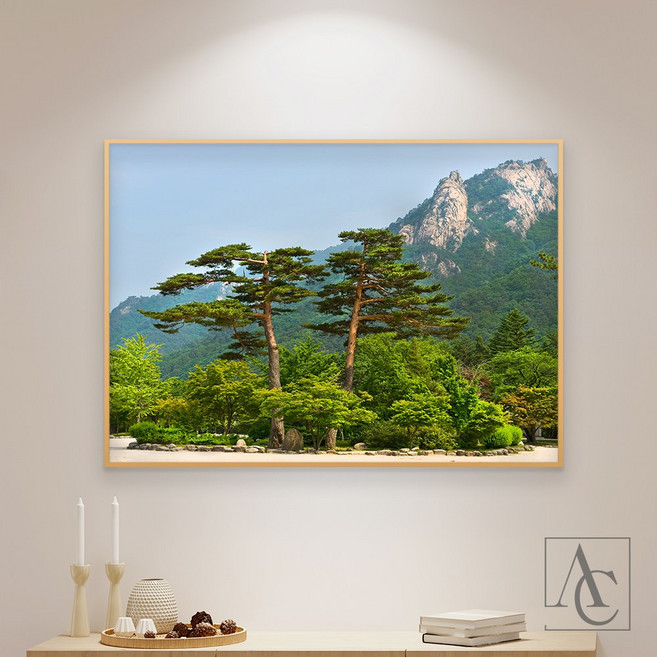 더아트컴퍼니 돈들어오는 명당도 배산임수 한국화 풍경화 풍수지리 산수화 캔버스 그림 액자 30종(1-7), 2. 설악산 소나무 명소