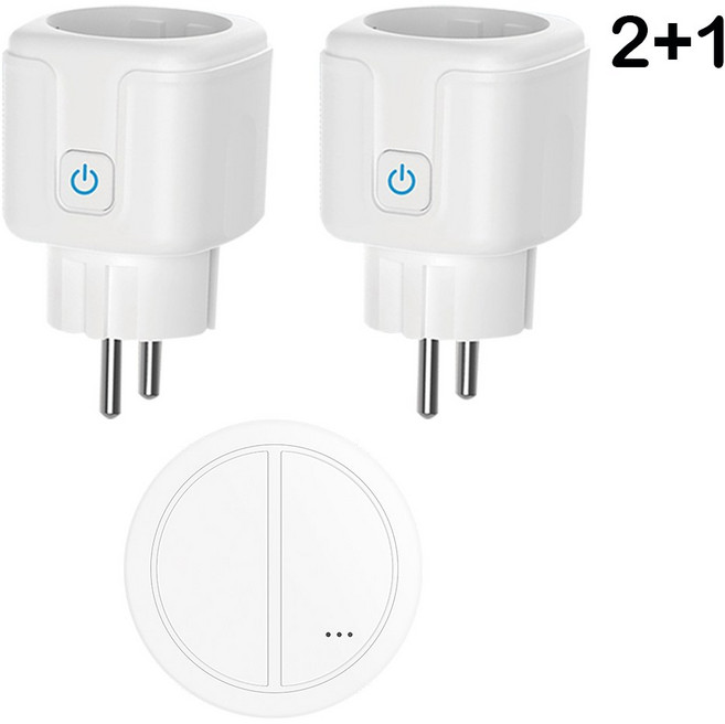 무선 리모컨 소켓 스위치 220V 가전 EU 조명용 16A 콘센트 50미터 전기 원격 제어 플러그, 2Plug 1 te 2gang