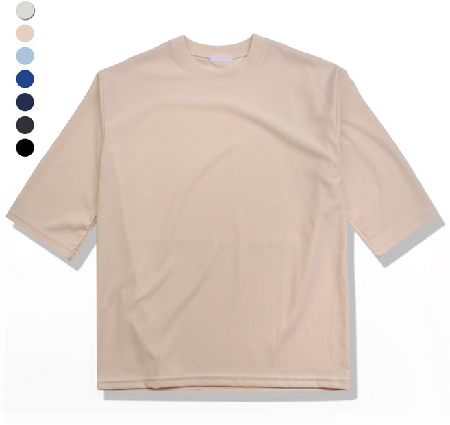 오마보이 남성용 박스 엠보 7부소매 티셔츠