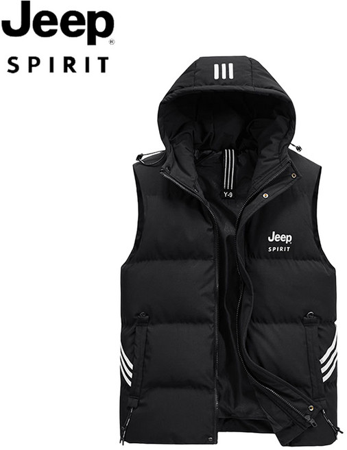 JEEP SPIRIT 숏 후드 패딩 조끼 베스트 가을 겨울 공용 지퍼 캐쥬얼 아우터