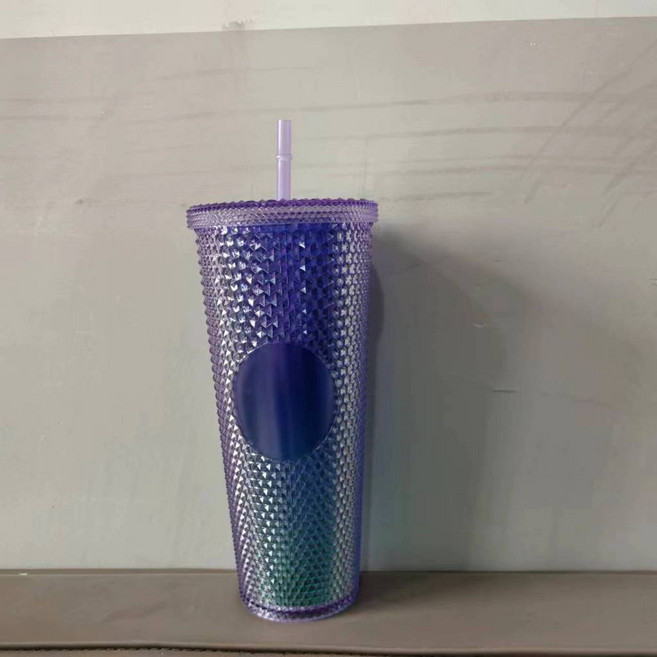 Starbucks 雙層隨手杯 吸管杯, 透明紫漸變2,710ml/24oz, 1個