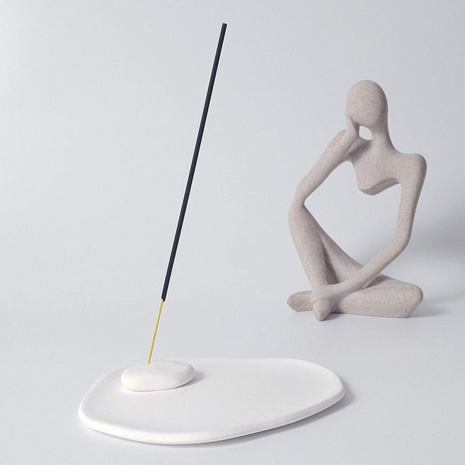 데일리에잇 퓨어 화이트 스톤 인센스 스틱 트레이 홀더, 퓨어 화이트 스톤 홀더 트레이 세트