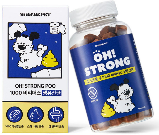 [180g/동물병원 입점] 몽셰펫 강아지 생유산균 영양제, 1개, 장건강/유산균, 120정