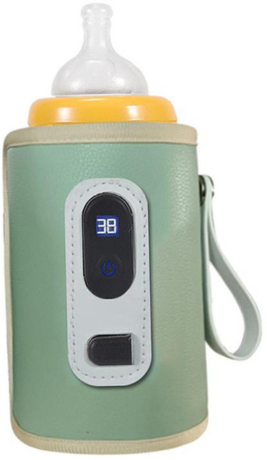 Zeyuan 일정한 온도 휴대용 여행용 우유 보관함 아기 젖병 따뜻하게 유지 자동차 여행용 젖병 따뜻하게, 녹색, 1개