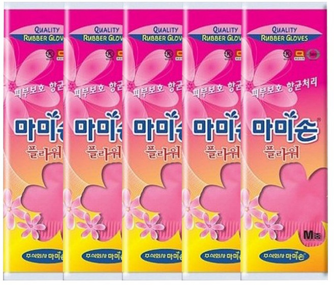 마미손 플라워 고무장갑 중(M), 5개