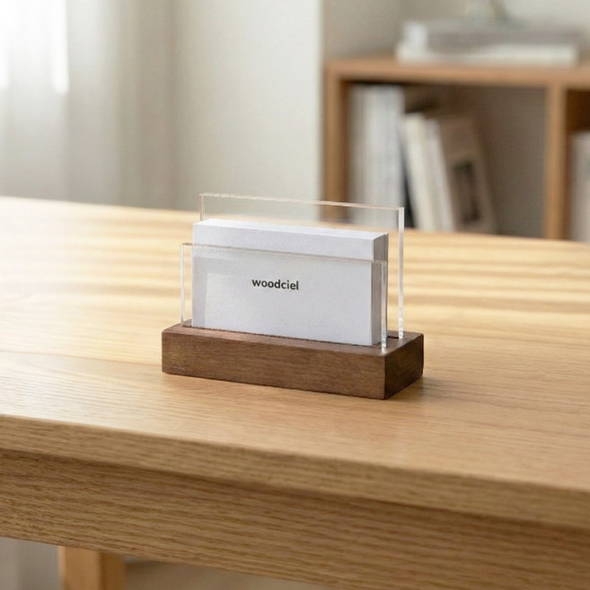 우드시엘 블랙월넛 명함꽂이 명함케이스 아크릴케이스 거치대 개업선물, 각인 없음, 1개, 1단