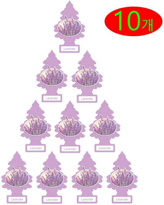 리틀트리 방향제 (라벤더) 차량용 종이방향제, 라벤더, 10개
