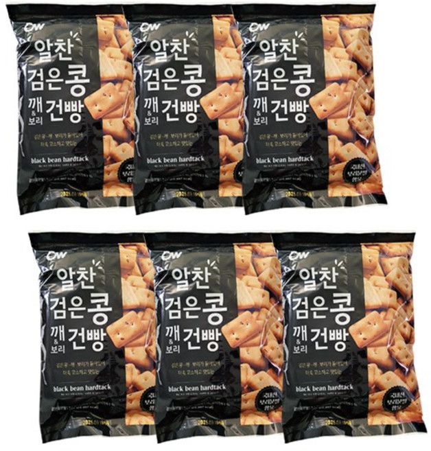 청우식품 알찬 검은콩 깨 보리 건빵, 6개, 450g