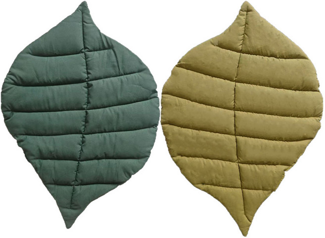 세컴 소형 강아지 고양이 반려동물 나뭇잎 쿠션 매트 방석, 1개, 초록올리브