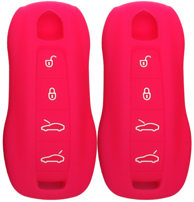 1+1 포르쉐 신형4버튼 호환가능 실리콘 스마트키케이스 키홀더, 핑크, 2개