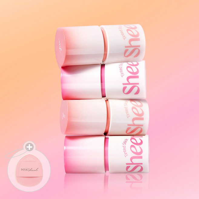 메이크힐 틴티드 쉬어 스틱+미니퍼프 세트, 1개, 07 쉬어 멜로우 피치