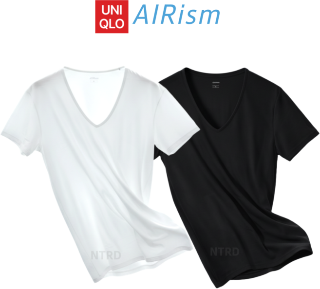 유니클로 남성 에어리즘 브이넥 반팔 이너웨어