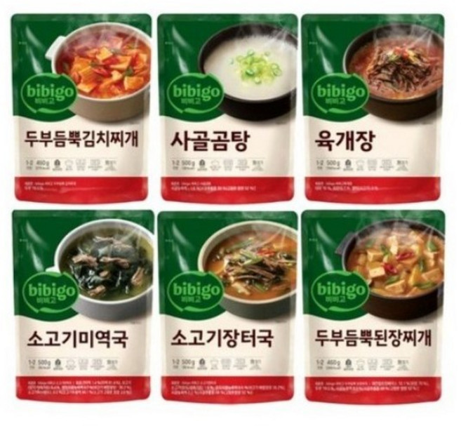 비비고 즉석국 탕 찌개 6종세트, 1세트, 2.96kg