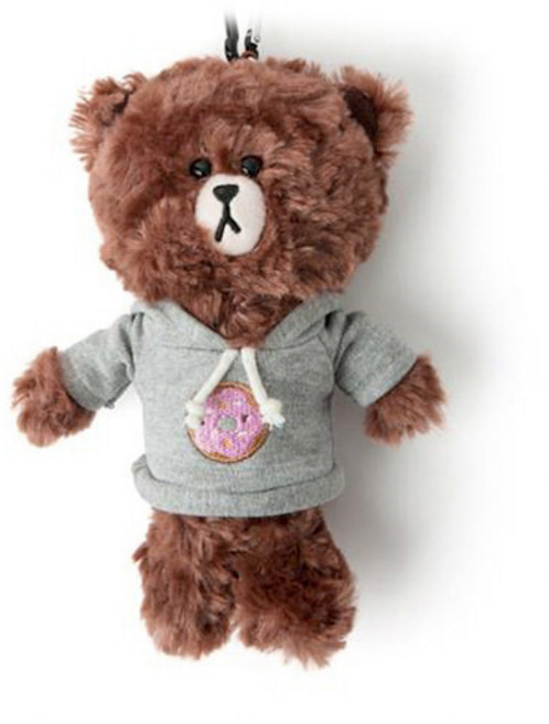 기프트앤돌 정품 라인프렌즈 브라운 초코 백 참 가방고리 봉제인형 17cm, 브라운 그레이 후드, 1개