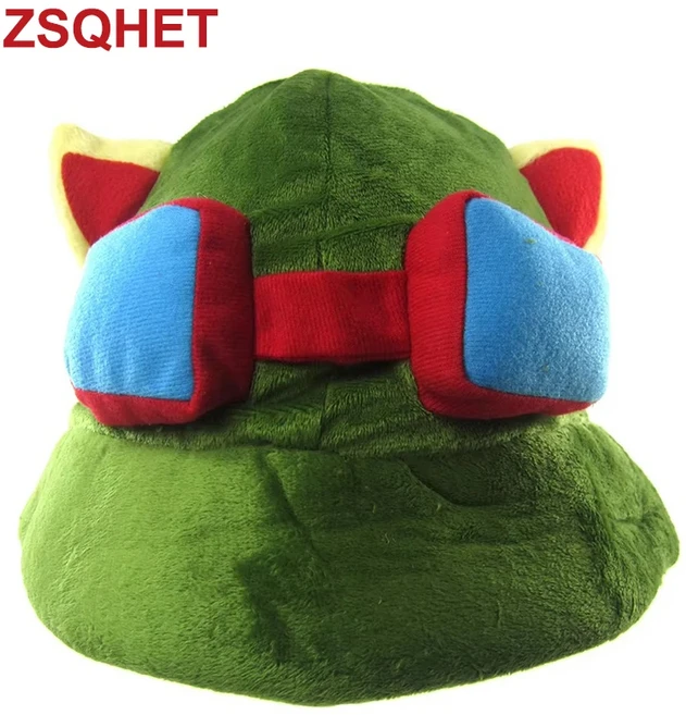 게임 LOL 스위프트 스카우트 티모 코스프레 모자 플러시 귀여운 티모 모자 코스프레 소품 파티모자, 초록의