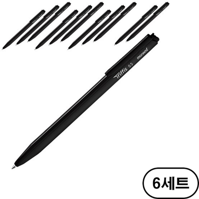모나미 트리피스 볼펜 0.5mm, 블랙(Black), 72개