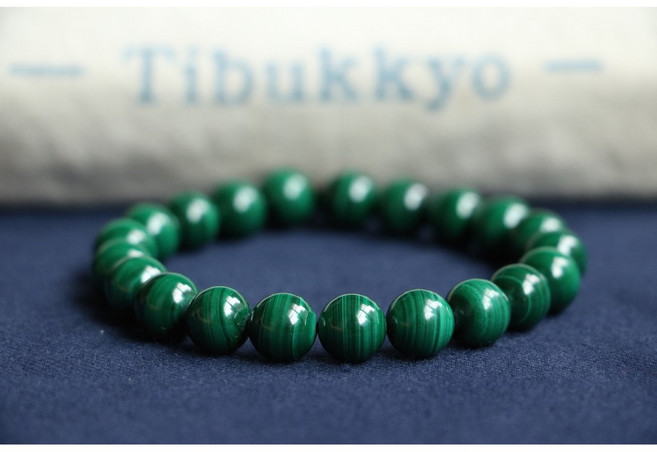 Tibukkyo 德榕藏品 孔雀石手鍊 10mm圓珠 綠色玉料