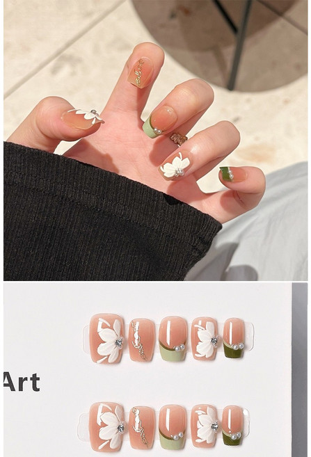 FAINAL SENSE 착용형 인조네일 고급스러운 착용형 인조네일 네일팁 가죽 네일, 1개, SG941-M