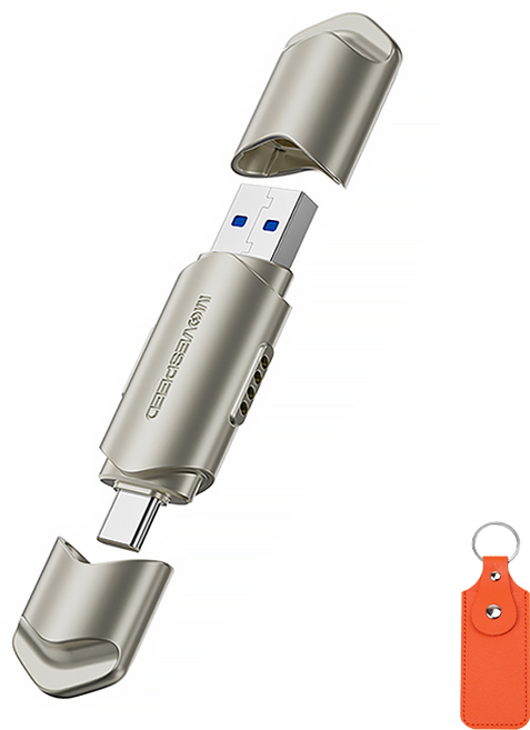 MOVESPEED NT10 USB 3.2 Gen2 + C타입 외장SSD 1090MB/s 메탈+듀얼캡 USB메모리 TLC칩 갤럭시S24/맥북/아이패드/썬더볼트3/4호환, 샴페인 색, 2TB