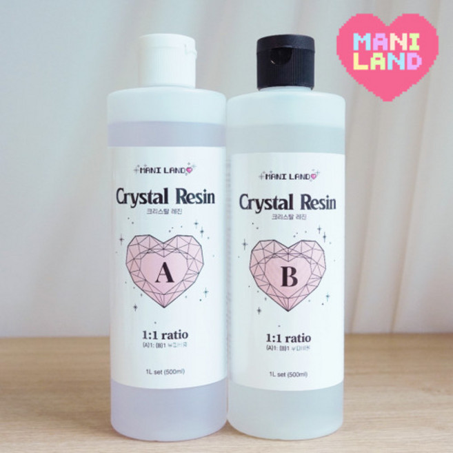1:1 크리스탈 레진 1L / 주제 경화제 포함 공예용 에폭시 레진 / 레진공예 레진아트