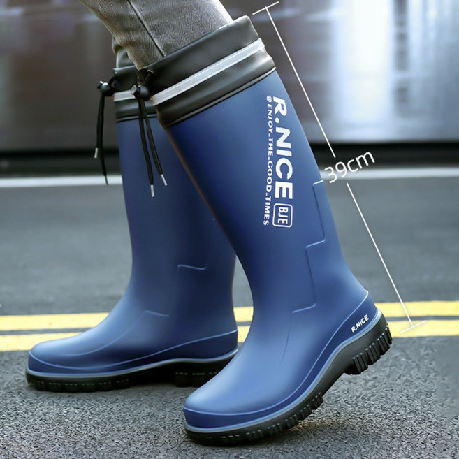 TIMEPURE 남성용 수축형 하이 레인부츠 미끄럼방지 방수 장화 낚시 배달기사 작업화 전용 고무신