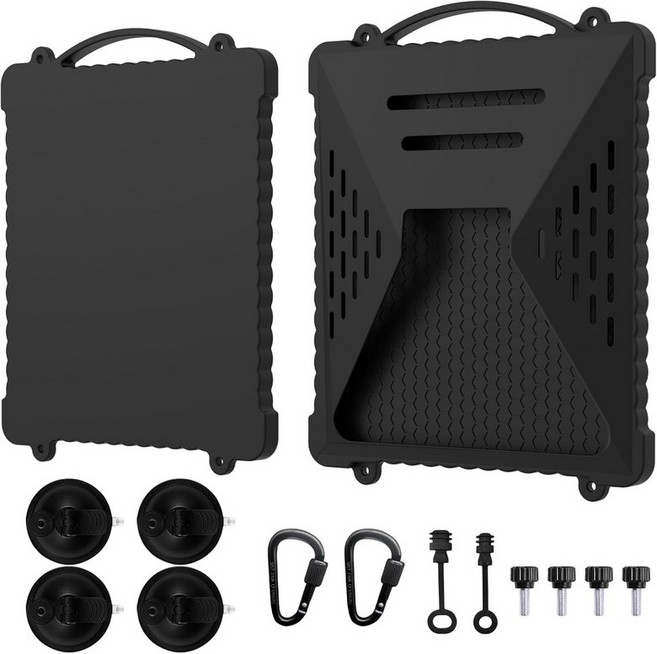 ACOVER 스타링크-미니 2-in-1 위성 접시용 ACOVE 흡입 자동차 컵 마운트 보호 실리콘 케이스 및 강력 안정적인 신호 창문용 핸들 포함RVs도로 주행 블랙, gery