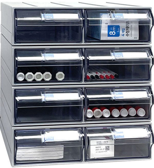 [국내생산 완제품] 시스템 멀티박스 부품 정리함 투명 조립식 수납함 멀티박스301 302 303, 1개, 302 4단