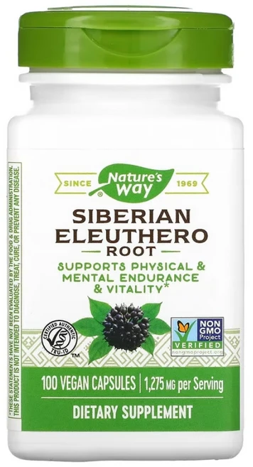 네이쳐스웨이 시베리아 가시오가피 뿌리 엘류테로 iberian Eleuthero Root 425 mg 100 비건 캡슐, 1개, 100정 - 쿠팡