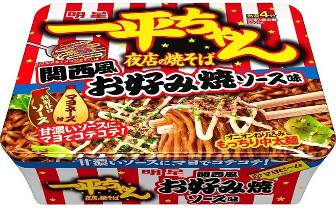 묘조 잇페이짱 야키소바 간사이풍 오코노미야키 소스 맛 컵라면 122g 12개