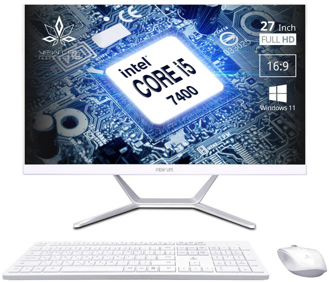 뷰라이프 27형 일체형PC 인텔i5-7 정품 윈도우11 Pro 포함 무선키보드마우스 증정, i5-7세대, WIN11 Pro, 1TB, 8GB, 화이트