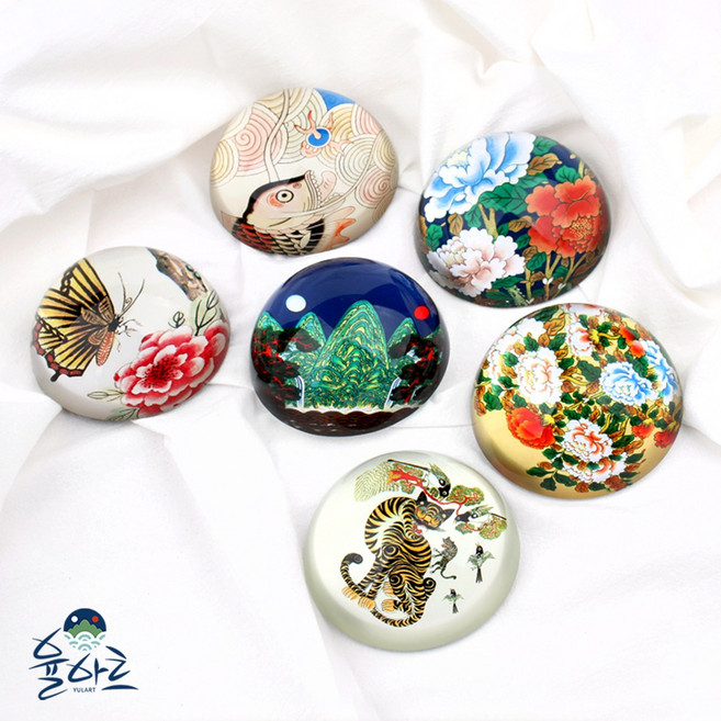 민화크리스탈 문진 서진 서예문진, 3. 푸른 모란도, 1개