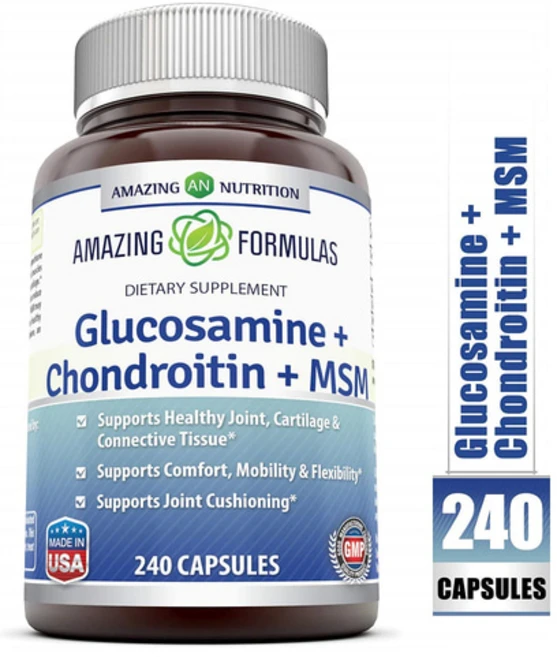 Amazing Nutrition Glucosamine Chondroitin MSM 어메이징 뉴트리션 글루코사민 콘드로이틴 MSM 240캡슐, 알약/캡슐, 1세트, 240정 - 쿠팡