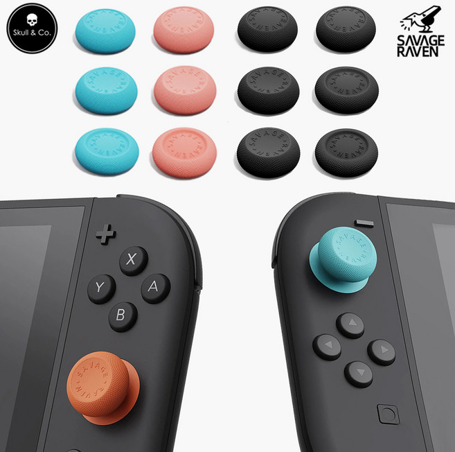 닌텐도 스위치2 조이콘 스틱커버 스컬앤코 썸그립 6P 세트, 1개, 제트블랙, 스틱커버 6P